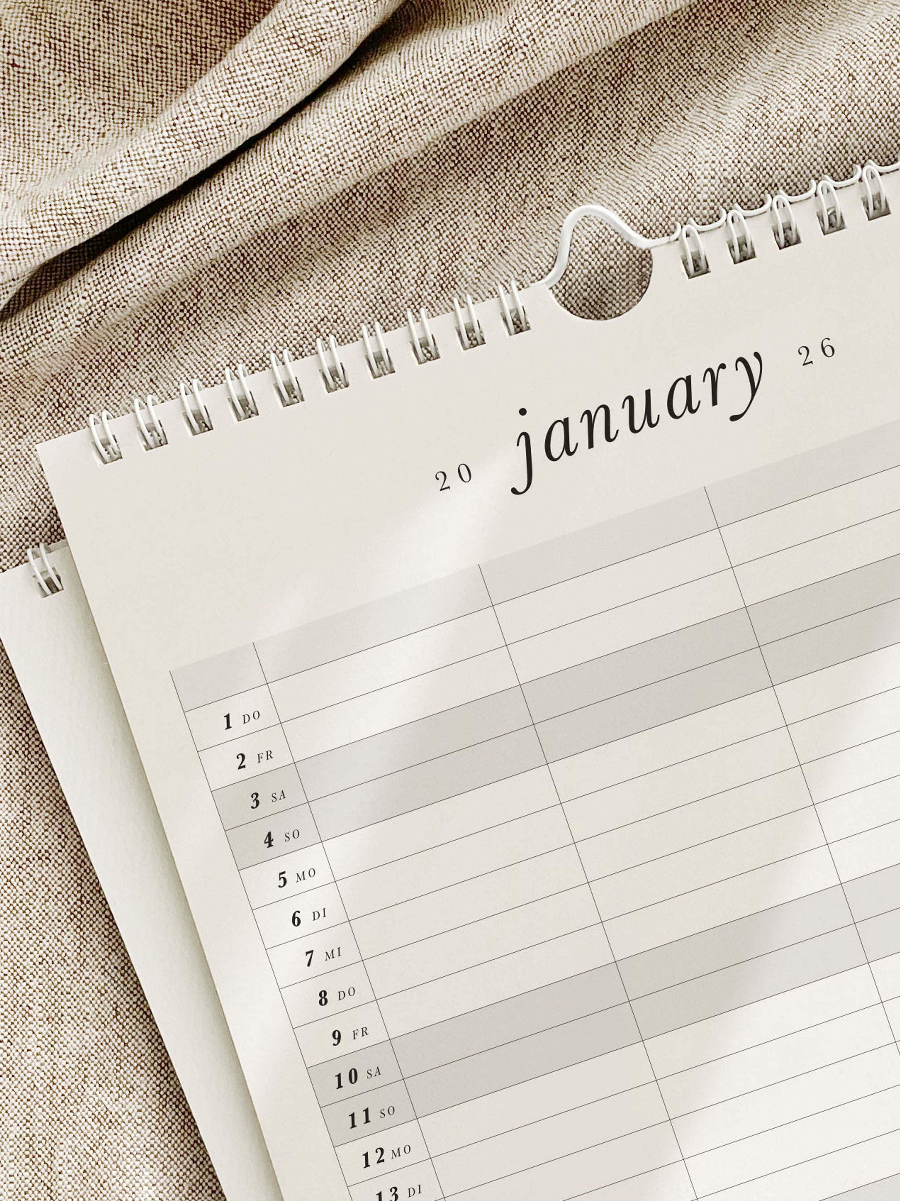 Familienkalender 2026 | DIN A4 | 4 Spalten